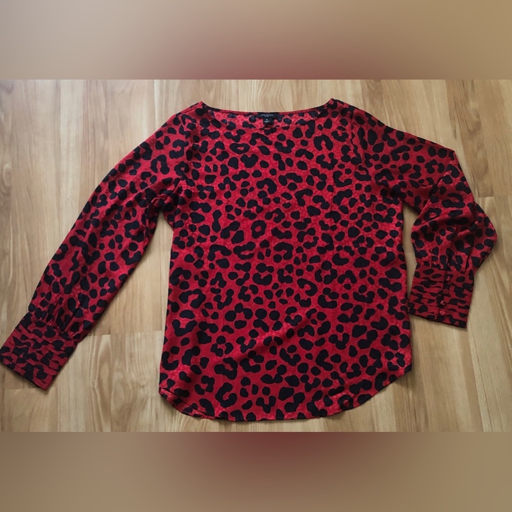 Ann Taylor Red and Black Leopard Print Blouse